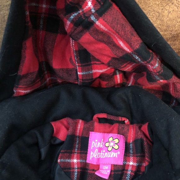 Baby Girl 12m Pink Platinum Wool Coat w/Hood NWT - Picture 4 of 7